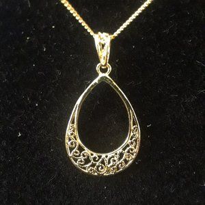 18 KT Gold Over Sterling Silver Teardrop Necklace